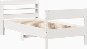 vidaXL Σκελετός Κρεβατιού Χωρίς Στρώμα Λευκό 100x200 εκ. Μασίφ Πεύκο