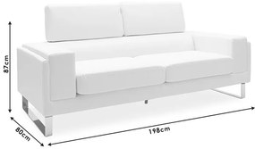Καναπές Shea pakoworld 3θέσιος pu μαύρο-inox 198x80x87εκ