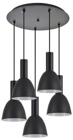 SE21-BL-4-5BL-MS2 ADEPT TUBE Black Pendant Black Metal Shade+