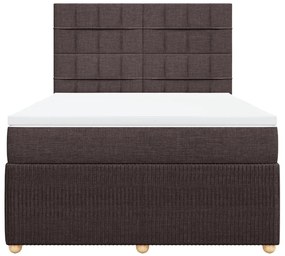 vidaXL Κρεβάτι Boxspring με Στρώμα Σκούρο Καφέ 140x190 εκ. Υφασμάτινο