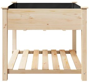 vidaXL Γλάστρα Κήπου με ράφι Μπεζ 90 x 90 x 76.5 εκ Στερεό ξύλο έλατου