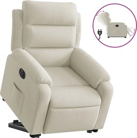 vidaXL Πολυθρόνα Ηλεκ. Ανακλινόμενη με Ανύψωση Κρεμ Βελούδο