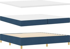 vidaXL LED Κρεβάτι με βάθρο με στρώμα Μπλε 200 x 200 cm ύφασμα