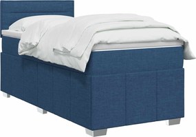 vidaXL Κρεβάτι box spring με στρώμα Μπλε 90 x 200 cm Ύφασμα