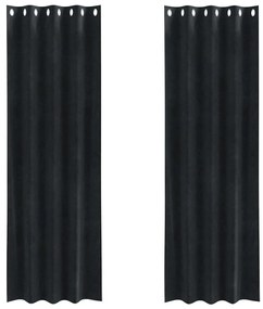 vidaXL Κουρτίνες με κουρτίνες 2 pcs Μαύρο 140 x 225 cm Βελούδο