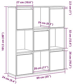 Βιβλιοθήκη Αρτισιανή Δρυς 89x24x101,5 εκ. Επεξ. Ξύλο - Καφέ