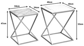 Βοηθητικά τραπεζάκια σαλονιού σετ 2τεμ Zoliene Inart χρυσό μέταλλο-λευκό μαρμάρου (1 τεμάχια)
