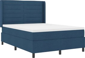 vidaXL LED Κρεβάτι με βάθρο με στρώμα Μπλε 160 x 200 cm ύφασμα