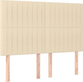 vidaXL Κρεβάτι Boxspring με Στρώμα &amp; LED Κρεμ 140x200 εκ. Υφασμάτινο