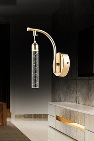 Stewehome Χρυσό LED Απλίκ με Κρυστάλλινο Σωλήνα 26x36 cm