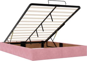 vidaXL Κρεβάτι Ottoman με Στρώμα και LED Ροζ 140 x 190 cm Βελούδο