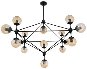 01637 GloboStar® GLOBOSTAR® SENTINEL 01637 Μοντέρνο Φωτιστικό Οροφής με Ντουί 15 x E27 AC 220-240V IP20 - Μαύρο &amp; Μελί - Μ150 x Π150 x Υ115cm