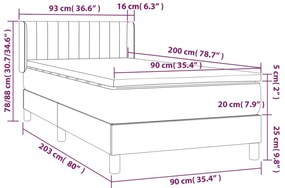 vidaXL Κρεβάτι Boxspring με Στρώμα Μαύρο 90x200 εκ. Υφασμάτινο