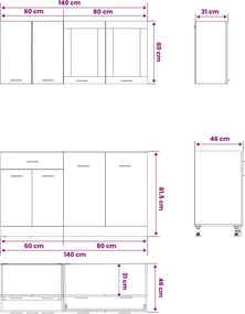 vidaXL Μονάδα κουζίνας Lyon 4 pcs Μαύρη Δρυς Επεξεργασμένο Ξύλο