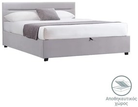 Επενδυμένο Κρεβάτι Molito Διπλό με Αποθηκευτικό χώρο Βελούδο Γκρι 150x200εκ. 158x214x91 εκ.