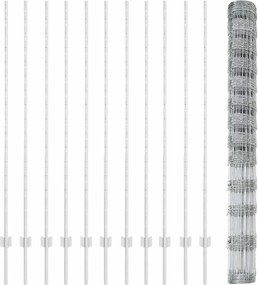 vidaXL Εξωτερική άγρια περίφραξη με στήλες 25 x 1,5 m Ασημί Δίχτυ