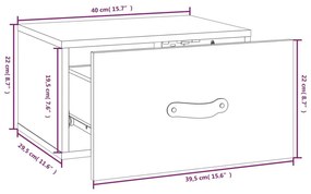 Κομοδίνο Επιτοίχιο Γκρι 40 x 29,5 x 22 εκ. - Γκρι