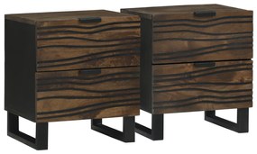 vidaXL Κομοδίνα - Σετ 2, 40x33.5x46 εκ., Από Μασίφ Ξύλο Μάνγκο