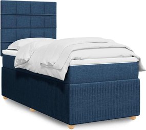 vidaXL Κρεβάτι Boxspring με Στρώμα Μπλε 80x200 εκ. Υφασμάτινο