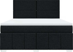vidaXL Κρεβάτι Boxspring με Στρώμα Μαύρο 180x200 εκ. Υφασμάτινο