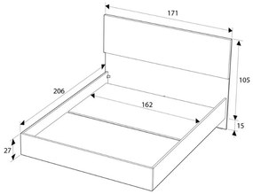 Κρεβάτι Oryana Megapap χρώμα καρυδί 160x200εκ.