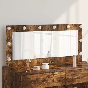 vidaXL καθρέφτης vanity με φώτα LED καπνιστού δρυός 100x45x18 εκ.