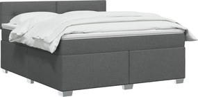 vidaXL Κρεβάτι Box Spring με Στρώμα και LED Σκούρο Γκρι 160 x 200 cm