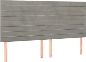 vidaXL Κρεβάτι Boxspring με Στρώμα &amp; LED Αν.Γκρι 200x200 εκ. Βελούδινο