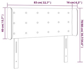 Κεφαλάρι με Πτερύγια Μαύρο 83x16x78/88 εκ. Υφασμάτινο 3119178