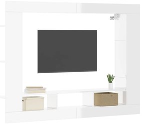 vidaXL Έπιπλο Τηλεόρασης Γυαλ. Λευκό 152x22x113 εκ. Επεξεργασμένο Ξύλο
