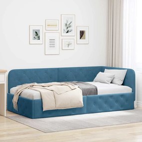 vidaXL Κρεβάτι Γωνίας Μπλε 100 x 200 cm Βελούδο