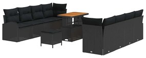 vidaXL Σετ Καναπέ Κήπου με μαξιλάρι 11 pcs Μαύρο Πολυ ράταν