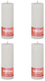 Bolsius Κεριά Κύλινδρος Ρουστίκ Shine 4 τεμ. Θολό Λευκό 190 x 68 χιλ.