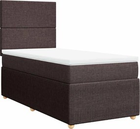 vidaXL Κρεβάτι Boxspring με Στρώμα Σκούρο Καφέ 80x200 εκ. Υφασμάτινο