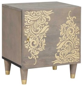 Κομοδίνο με Πόρτα Γκρι 40 x 33 x 46 εκ. Στερεό ξύλο μάνγκο