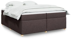 vidaXL Κρεβάτι Boxspring με Στρώμα Σκούρο Καφέ 200x200 εκ. Υφασμάτινο