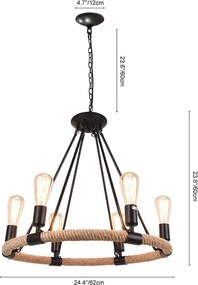 Φωτιστικό οροφής Rustic με σχοινί - 943050