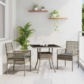 vidaXL Σέτ φαγητού για κήπο 3 pcs Γκρι συνθετικό ρατάν