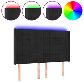 vidaXL Κεφαλάρι Κρεβατιού LED Μαύρο 147x16x118/128 εκ. Βελούδινο