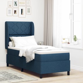 vidaXL Κρεβάτι Box Spring με Στρώμα - Μπλε, 80x200 εκ, Υφασμάτινο