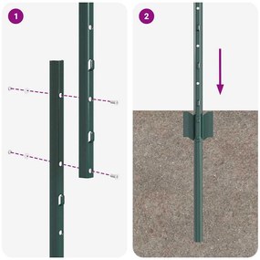 vidaXL Πό posts φράχτη 22 pcs Πράσινο 150 cm Ατσάλι