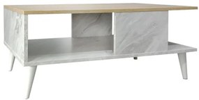 Τραπέζι Σαλονιού Moses Sonoma-Λευκό Μαρμάρου 90x54x37.5εκ 049-000066 Pakoworld-049-000066-Καφέ 049-000066