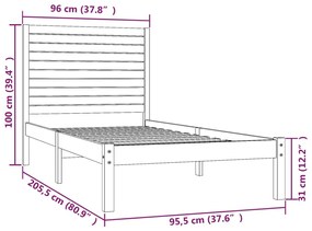 vidaXL Πλαίσιο Κρεβατιού 90 x 200 εκ. από Μασίφ Ξύλο