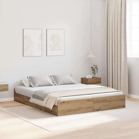 vidaXL Κρεβάτι με αποθηκευτικό χώρο artisan δρυς 160 x 200 cm
