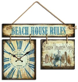 Ρολόι Πινακίδα Beach House Rules  (2 τεμάχια)