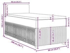 Κρεβάτι Boxspring με Στρώμα Μπλε 90x200 εκ.Υφασμάτινο - Μπλε