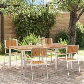 vidaXL Σετ Φαγητού Κήπου 5 Τεμαχίων Από Ξύλο Teak και Ανοξείδωτο Χάλυβα