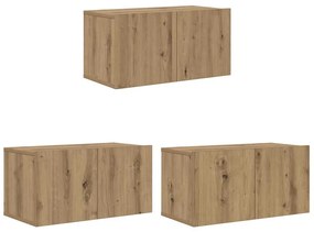 vidaXL Ντουλάπι TV 3 pcs Καφέ 60 x 30 x 30 cm Επεξεργασμένο ξύλο