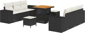 vidaXL Σετ Καναπέ Κήπου με μαξιλάρι 9 pcs Μαύρο Πολυ ράταν
