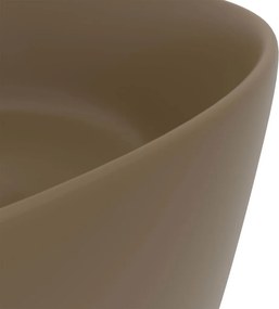 vidaXL Νιπτήρας Πολυτελής Στρογγυλός Κρεμ Ματ 40 x 15 εκ. Κεραμικός